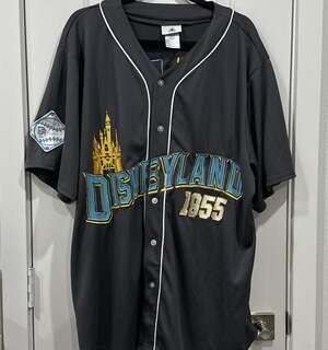 Disneyland 55 Grey and Blue Castle Baseball Jersey XL